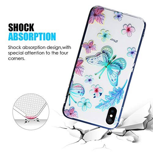  Funda Luxmo Funda Case para iPhone Xs Max Protector Candy Tornasol, color Mariposas