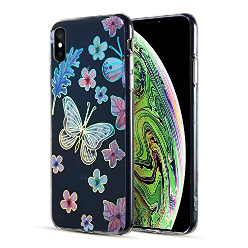  Funda Luxmo Funda Case para iPhone Xs Max Protector Candy Tornasol, color Mariposas