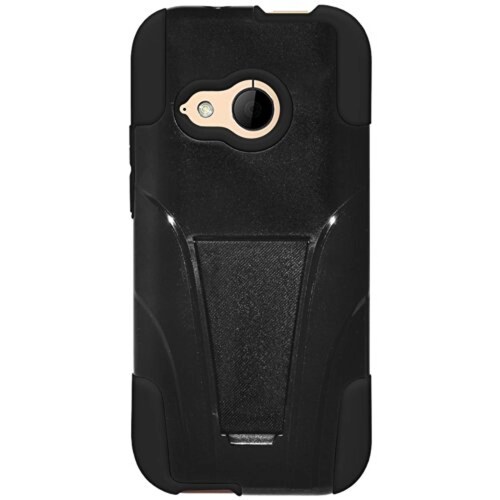 Funda Amzer Double Layer Hybrid Case Cover with Kickstand for HTC One Mini 2, Black
