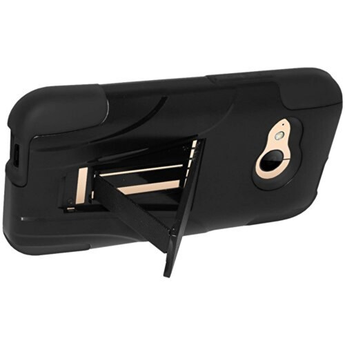  Funda Amzer Double Layer Hybrid Case Cover with Kickstand for HTC One Mini 2, Black