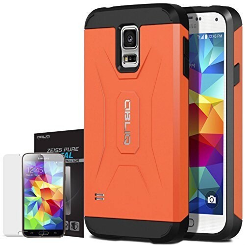 Funda Obliq Xtreme Pro Estuche para Galaxy S5 con Escudo Anaranjado