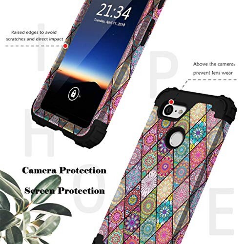 Funda Hocase Pixel 3 Case, Shockproof Heavy Duty Protect la Flowers