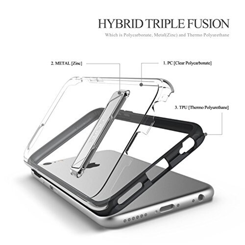 Funda Obliq Estuche para iPhone 6S, con Atril de Metal,  14), Negro