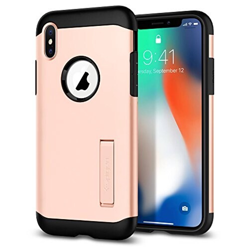 Funda Spigen - Funda Fina para iPhone X, Dorado (Blush Gold)