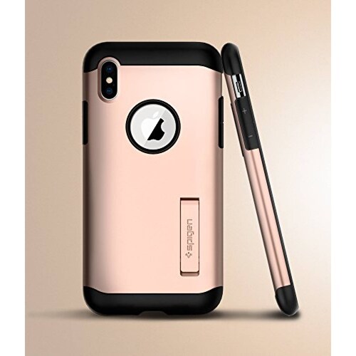 Funda Spigen - Funda Fina para iPhone X, Dorado (Blush Gold)
