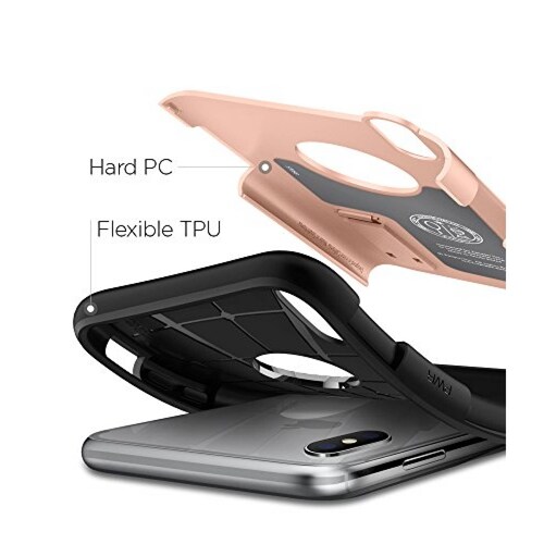 Funda Spigen - Funda Fina para iPhone X, Dorado (Blush Gold)