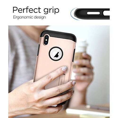 Funda Spigen - Funda Fina para iPhone X, Dorado (Blush Gold)
