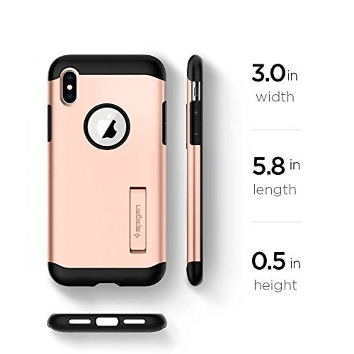 Funda Spigen - Funda Fina para iPhone X, Dorado (Blush Gold)