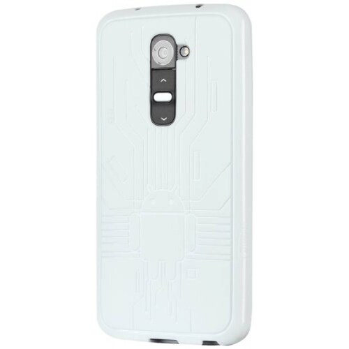 Funda Cruzerlite Caso Bugdroid Circuito TPU para el LG G2, Blanco