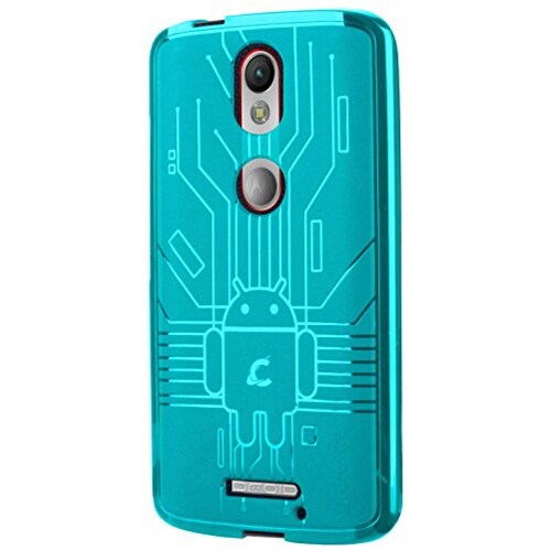Funda Cruzerlite Bugdroid Circuit TPU Funda para Motorola Moto Maxx, Color Turquesa