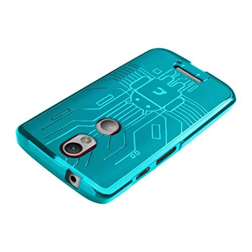 Funda Cruzerlite Bugdroid Circuit TPU Funda para Motorola Moto Maxx, Color Turquesa