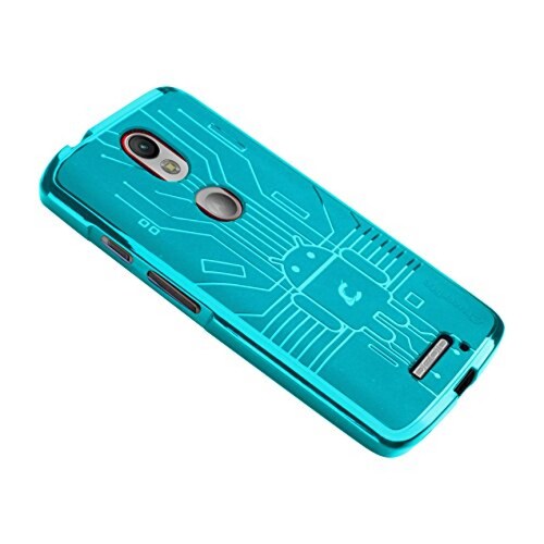 Funda Cruzerlite Bugdroid Circuit TPU Funda para Motorola Moto Maxx, Color Turquesa