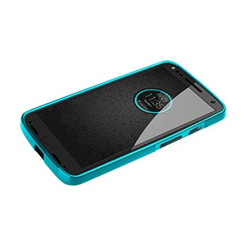 Funda Cruzerlite Bugdroid Circuit TPU Funda para Motorola Moto Maxx, Color Turquesa