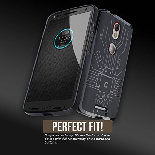 Funda Cruzerlite Bugdroid Circuit TPU Funda para Motorola Moto Maxx, Color Turquesa