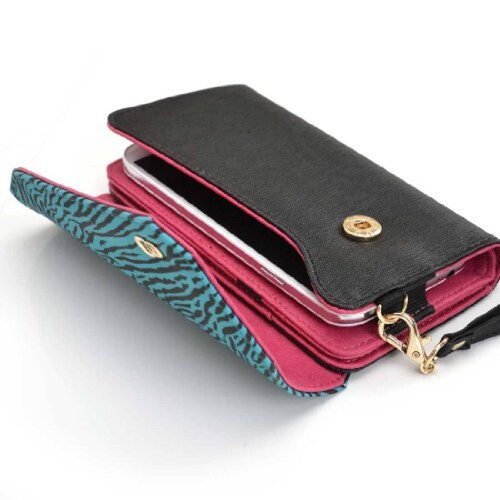 Funda Kroo Smartphone Wallet with Shoulder Strap - Frust Blue Zebra