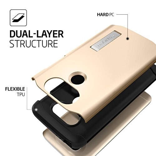 Funda Spigen Slim Armor LG G5 Caso con tecnología Air Cu hampán Oro