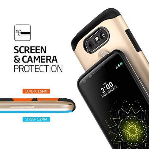 Funda Spigen Slim Armor LG G5 Caso con tecnología Air Cu hampán Oro