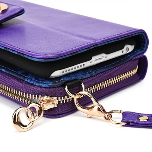 Funda Kroo Clutch Wallet Wristlet Handbag for Apple iPho g - Purple
