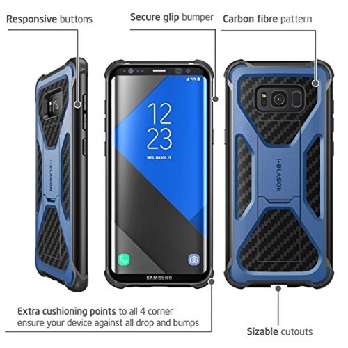 Funda i-Blason Galaxy S8 Plus Case, Transformer Kickstan lip (Navy)