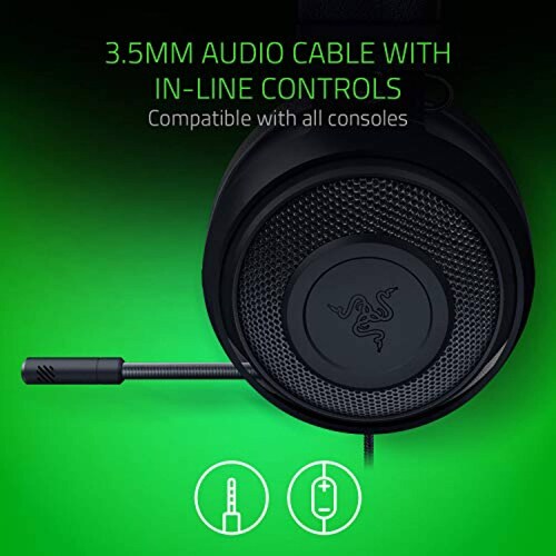 Razer Kraken Negro Gaming Headset 3.5 mm multiplataforma PC, Xbox, PS4,Switch, Mobil, Tablet
