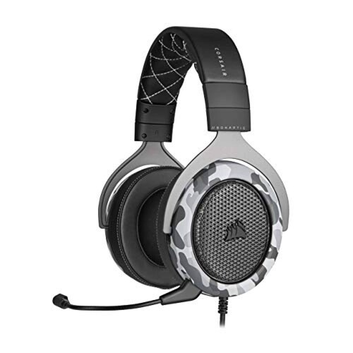 Audífonos Corsair HS60 Haptic  Auriculares estéreo para Juegos con baj rctic Camo
