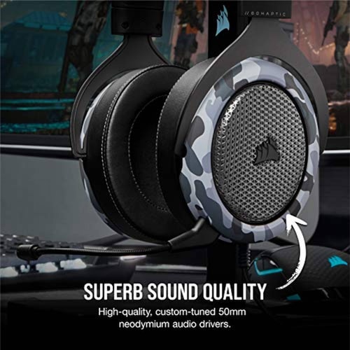Audífonos Corsair HS60 Haptic  Auriculares estéreo para Juegos con baj rctic Camo