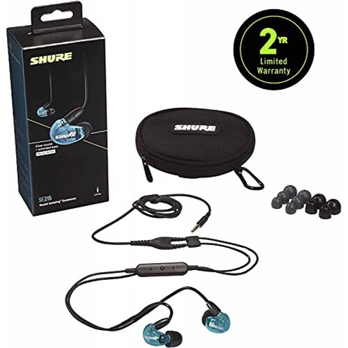 Audífonos Shure SE215  Auriculares aislantes de Sonido con Cable de 3, Color Azul
