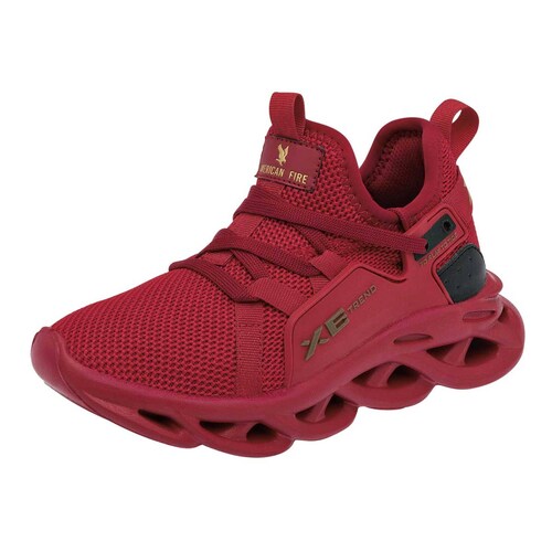 Tenis Mod X65 Para Niño American fire Color Rojo