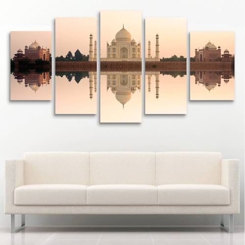Cuadro decorativo Taj Mahal India Monumento moderno decoración 150x80cm 5 piezas