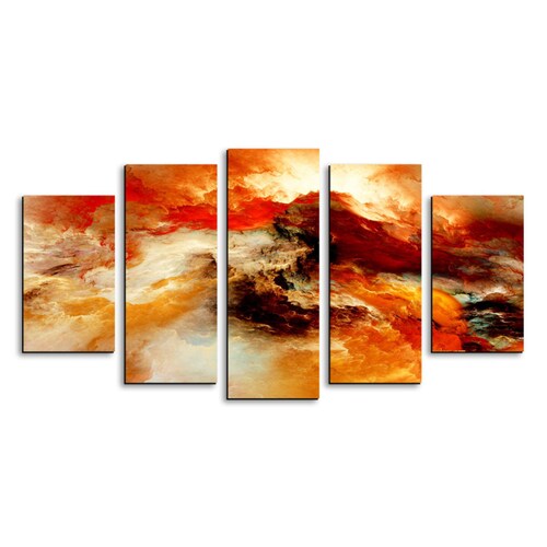 Cuadro decorativo Abstracto Fuego Rojo moderno decoración 150x80cm 5 piezas