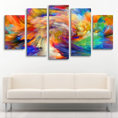 Cuadro decorativo Abstracto Nube de Colores moderno decoración 150x80cm 5 piezas