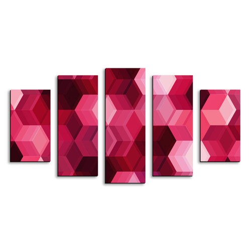 Cuadro decorativo Abstracto Arte Minimalista Rosa moderno decoración 150x80 5 piezas