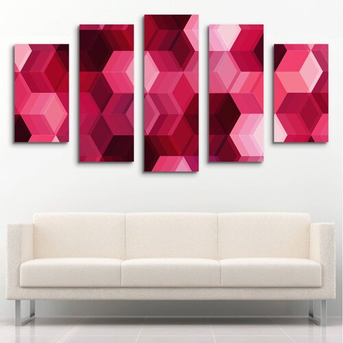 Cuadro decorativo Abstracto Arte Minimalista Rosa moderno decoración 150x80 5 piezas
