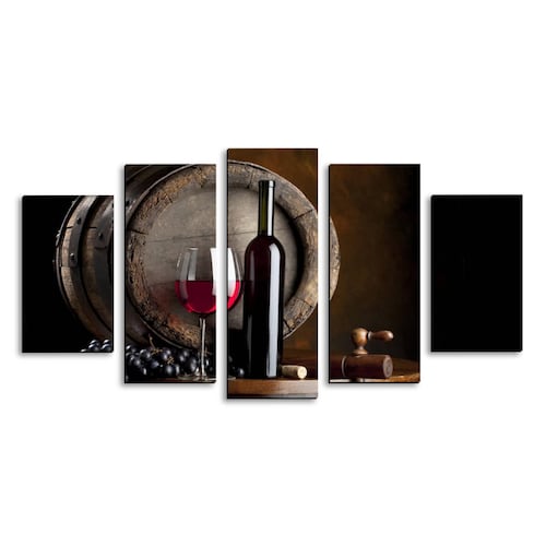 Cuadro decorativo Vinos de mesa decoración para Comedor y Restaurante 150x80cm 5 piezas