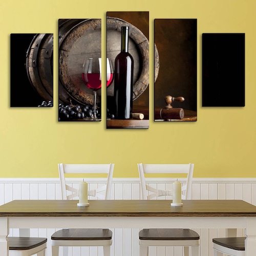 Cuadro decorativo Vinos de mesa decoración para Comedor y Restaurante 150x80cm 5 piezas
