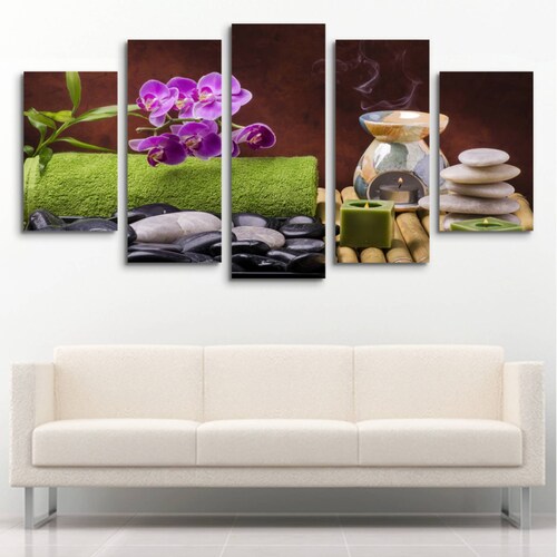 Cuadro decorativo Flores de Orquideas Decoración Zen Spa 150x80cm 5 piezas