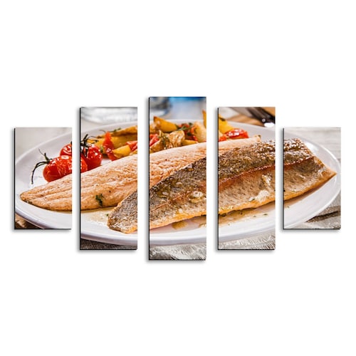 Cuadro decorativo Filetes de Pescado Decoración para Restaurantes y Mariquerias 150x80cm 5 piezas