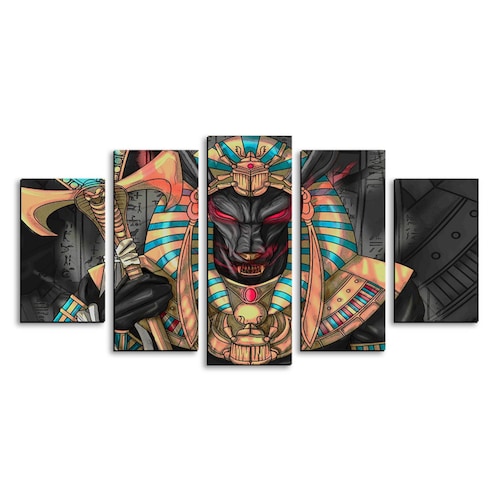 Cuadro decorativo Egipcios Dios Anubis moderno decoración 150x80cm 5 piezas