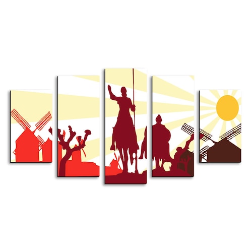 Cuadro decorativo Abstracto Don Quijote moderno decoración 150x80cm 5 piezas