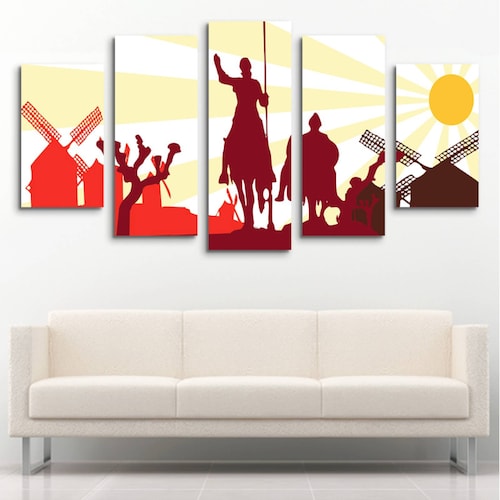 Cuadro decorativo Abstracto Don Quijote moderno decoración 150x80cm 5 piezas
