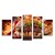 Cuadro decorativo Hamburguesa Fuego Decoración para Comedores y Restaurantes 150x80cm 5 piezas