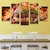 Cuadro decorativo Hamburguesa Fuego Decoración para Comedores y Restaurantes 150x80cm 5 piezas