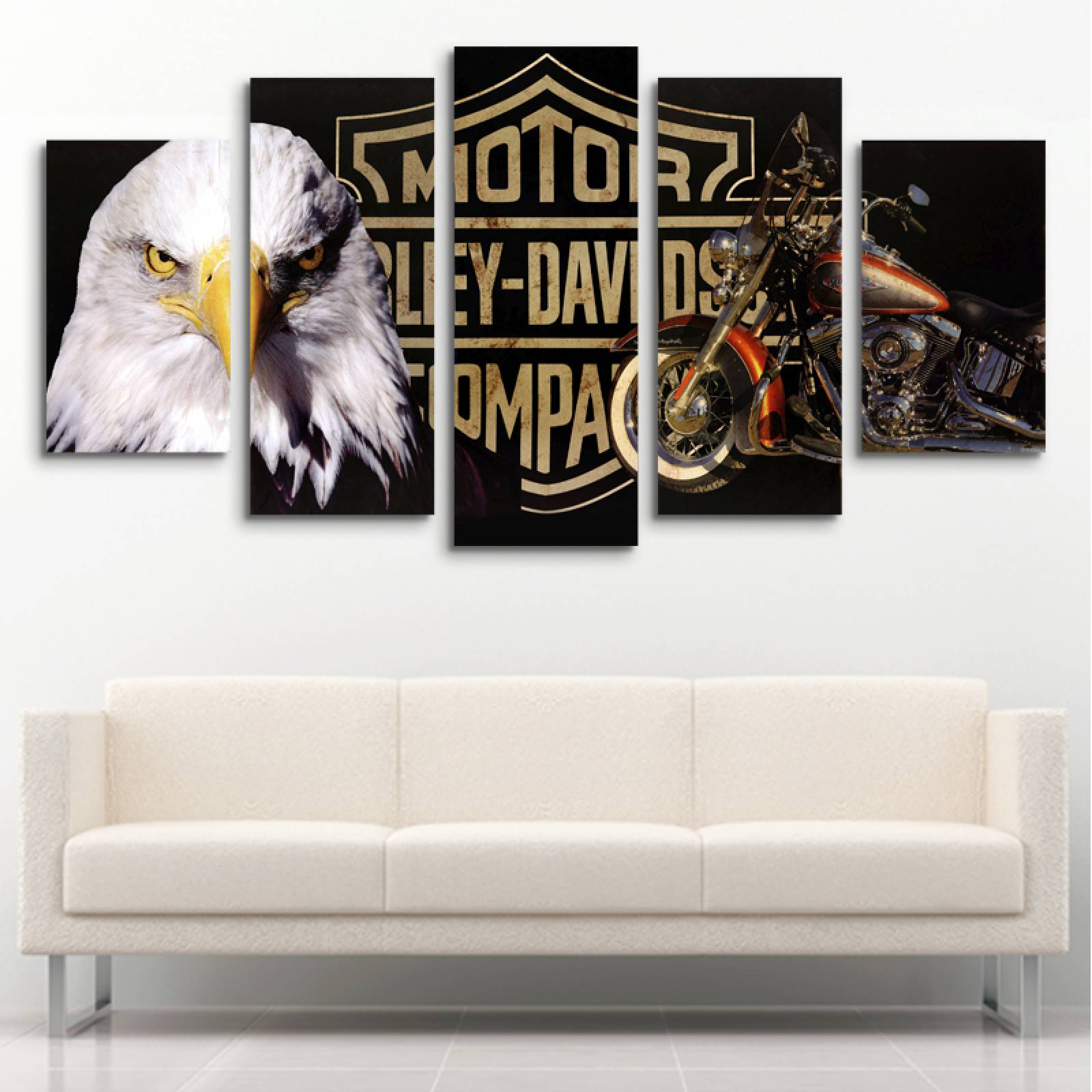 Cuadro decorativo harley davidson, Águila y motocicleta moderno