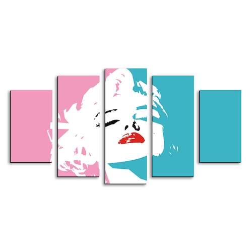 Cuadro decorativo Marilyn Monroe Arte Pop moderno decoración 150x80cm 5 piezas