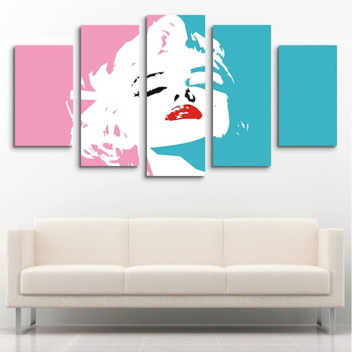 Cuadro decorativo Marilyn Monroe Arte Pop moderno decoración 150x80cm 5 piezas