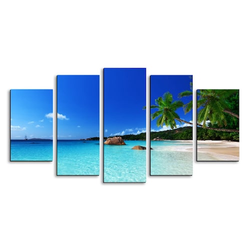 Cuadro decorativo Paisaje de Playa del Caribe moderno decoración 150x80cm 5 piezas