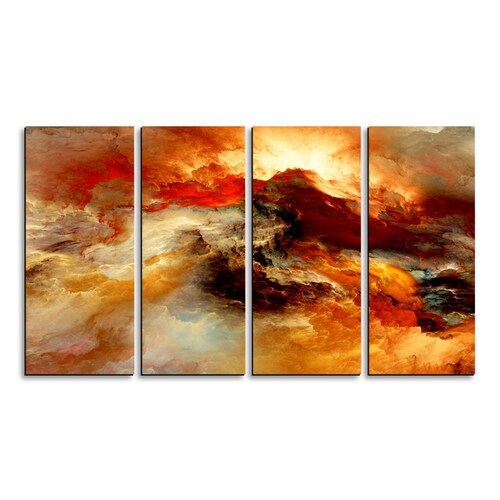 Cuadro decorativo Abstracto Rojo Tormenta Minimalista 2 metros x 120cm Grandes Modernos 4 Piezas