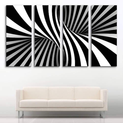 Cuadro decorativo Abstracto Blanco Y Negro Minimalista 2 metros x 120cm Grandes Modernos 4 Piezas
