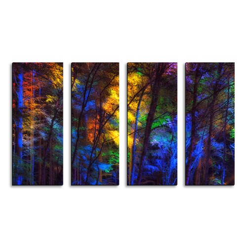 Cuadro decorativo Bosque en Arte Pop 2 metros x 120cm Grandes Modernos 4 Piezas
