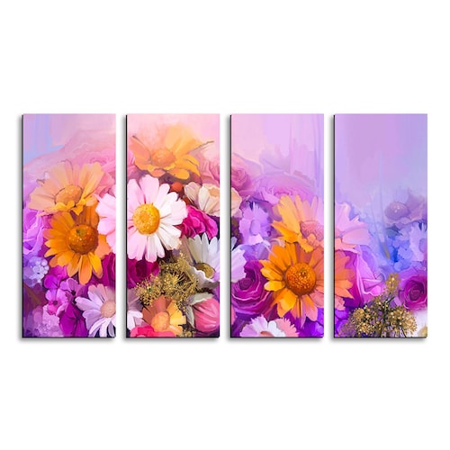 Cuadro decorativo Bouquet de Flores 2 metros x 120cm Grandes Modernos 4 Piezas